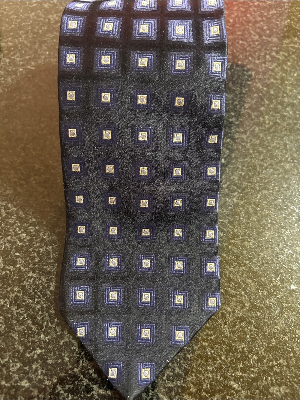Classic Navy Geometric Silk Tie - Men Accessoriesy